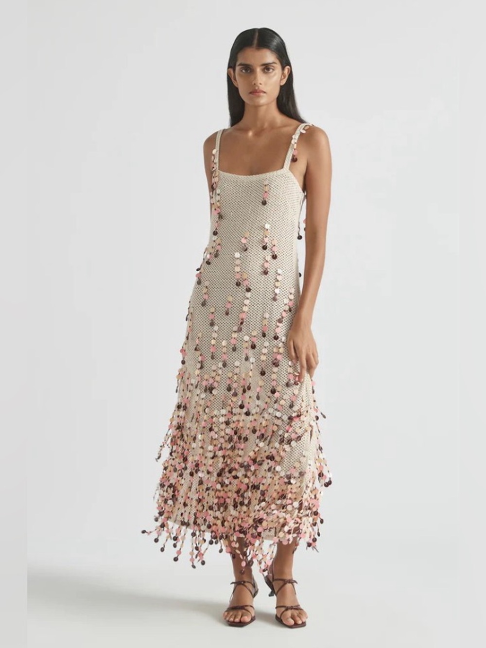 Antipodean Periscope Cotton Crocheted Hand Embellished Midi Dress AU12/US8 NWT